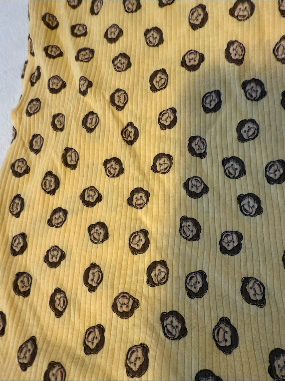 Hot Topic Yellow Ribbed Tank with Monkey Print - Picture 2 of 7